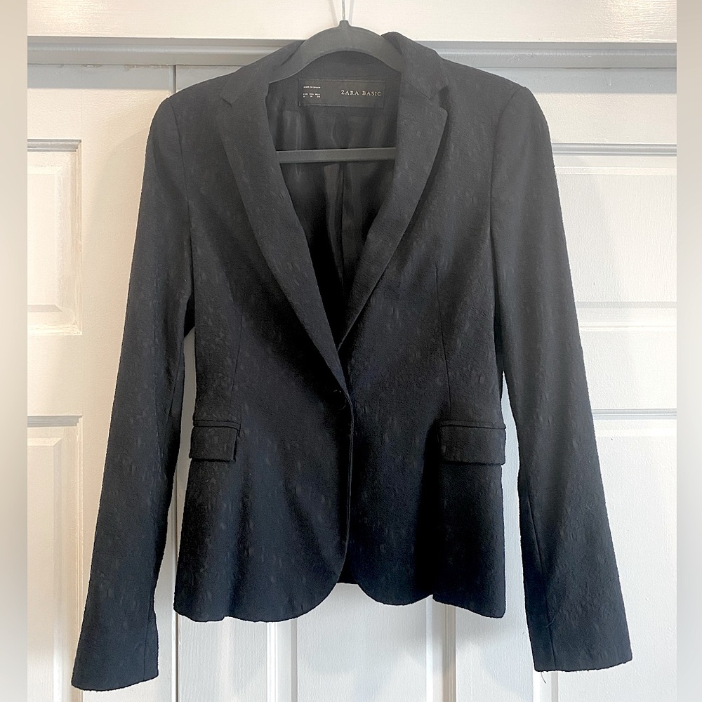 Zara One Button textured Blazer Women's Size Med